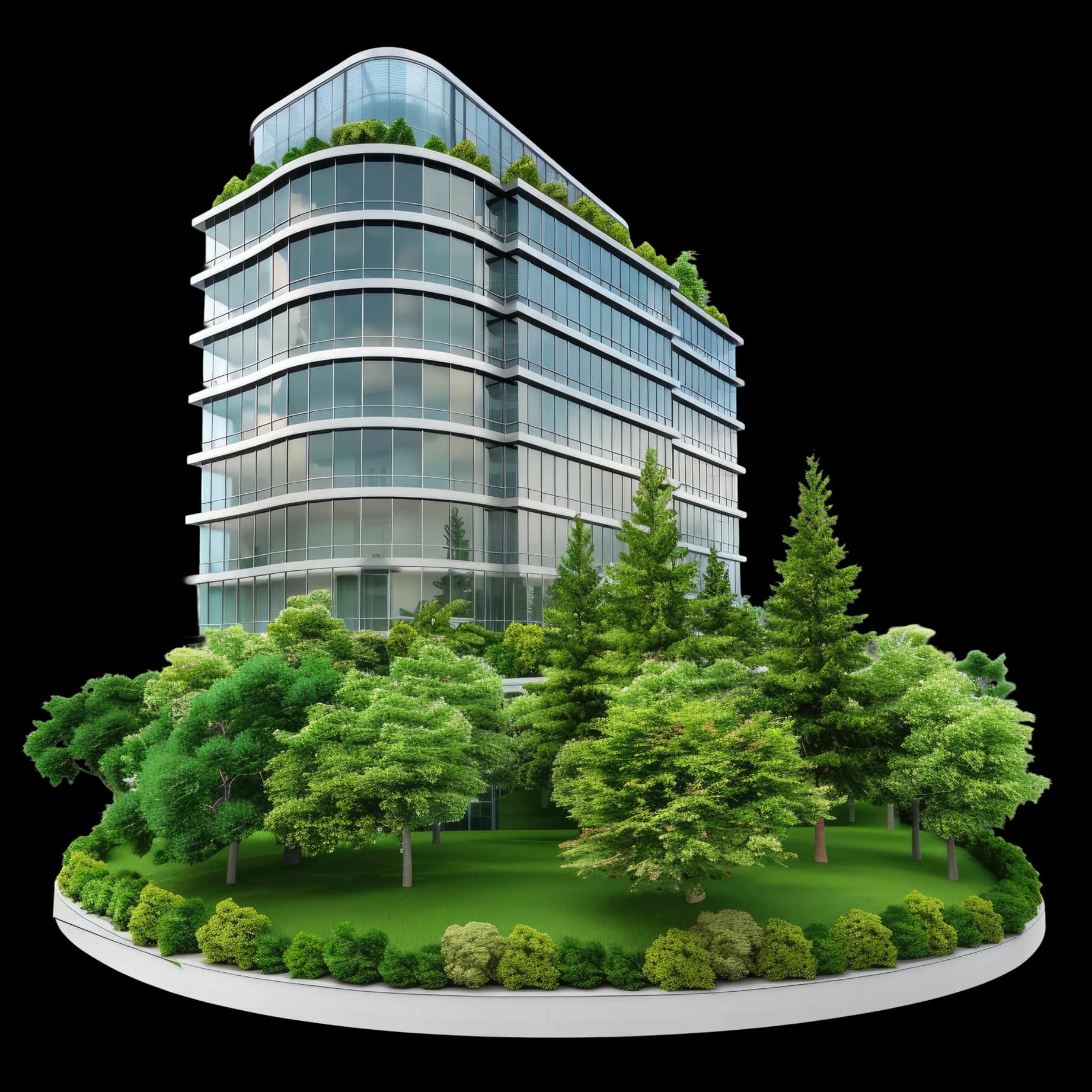 Modern green apartment building